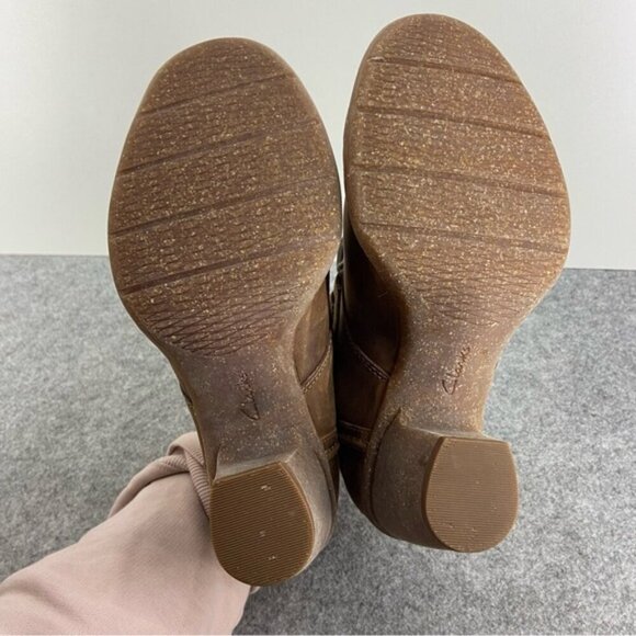 Clarks Artisan CARLETA LYON Brown Leather Lace Up Ankle Boot Boho Women’s 7.5M - Picture 7 of 13